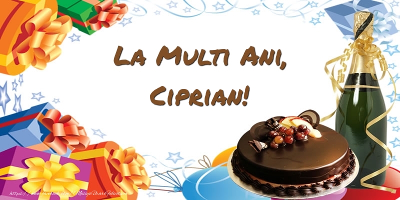 Felicitari de zi de nastere - Tort & Sampanie | La multi ani, Ciprian!