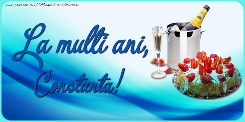 Felicitari de zi de nastere - Sampanie & Tort & 1 Poza & Ramă Foto | La multi ani, Constanta!