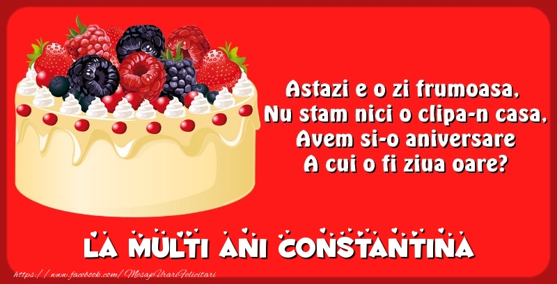 Felicitari de zi de nastere - Tort | La multi ani Constantina