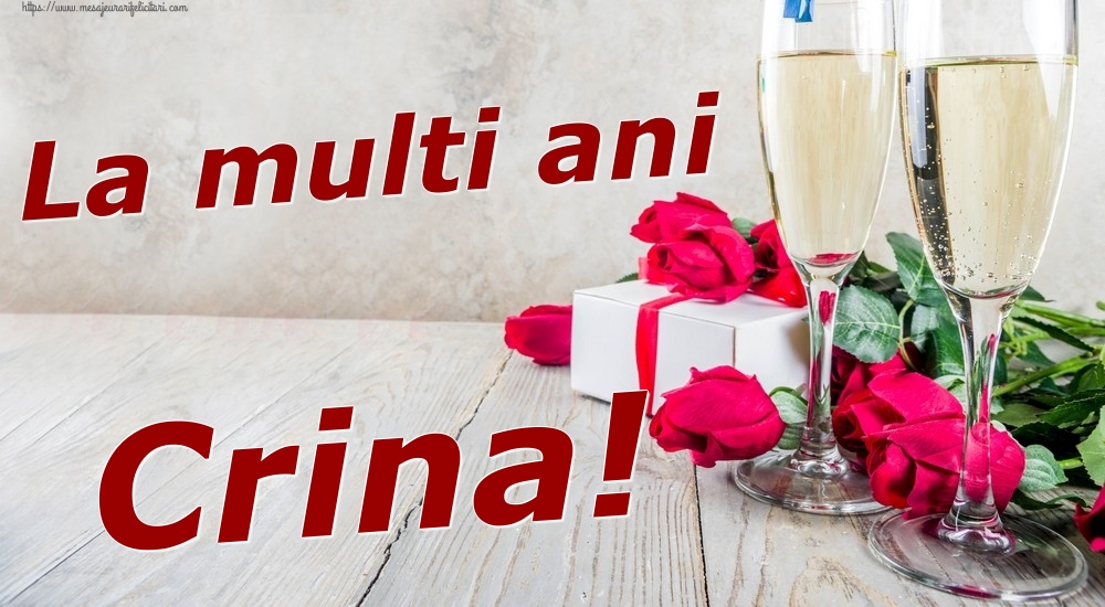 Felicitari de zi de nastere - Sampanie & Trandafiri | La multi ani Crina!