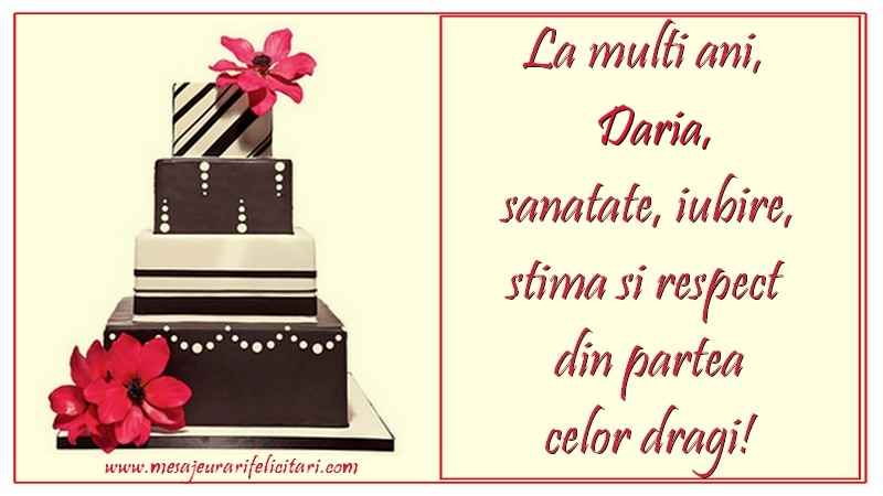 Felicitari de zi de nastere - La multi ani, Daria
