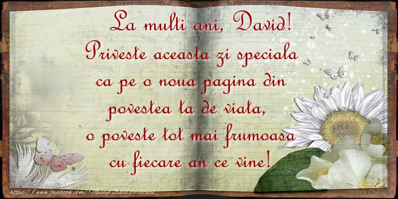 Felicitari de zi de nastere - Flori | La multi ani David!