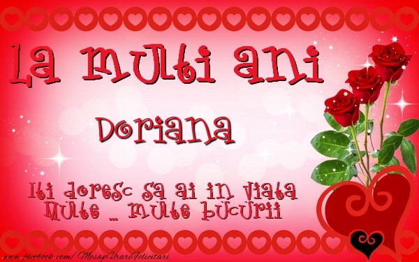 Felicitari de zi de nastere - ❤️❤️❤️ Inimioare & Trandafiri | La multi ani Doriana