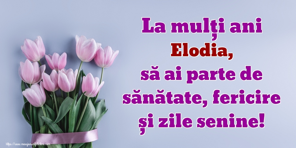 Felicitari de zi de nastere - La mulți ani Elodia, să ai parte de sănătate, fericire și zile senine!