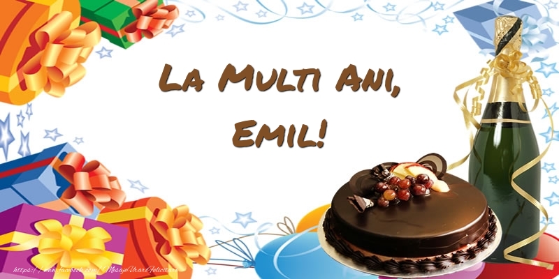 Felicitari de zi de nastere - Tort & Sampanie | La multi ani, Emil!