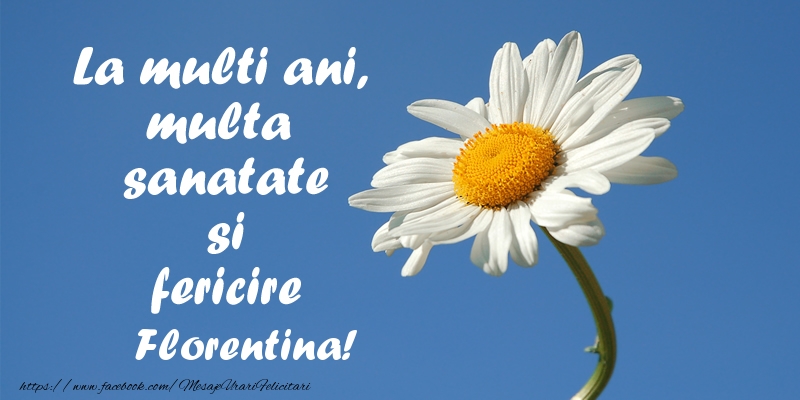 Felicitari de zi de nastere - La multi ani, multa sanatate si fericire Florentina!