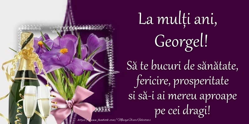 Felicitari de zi de nastere - Flori & Sampanie | La multi ani, Georgel! Sa te bucuri de sanatate, fericire, prosperitate si sa-i ai mereu aproape pe cei dragi!
