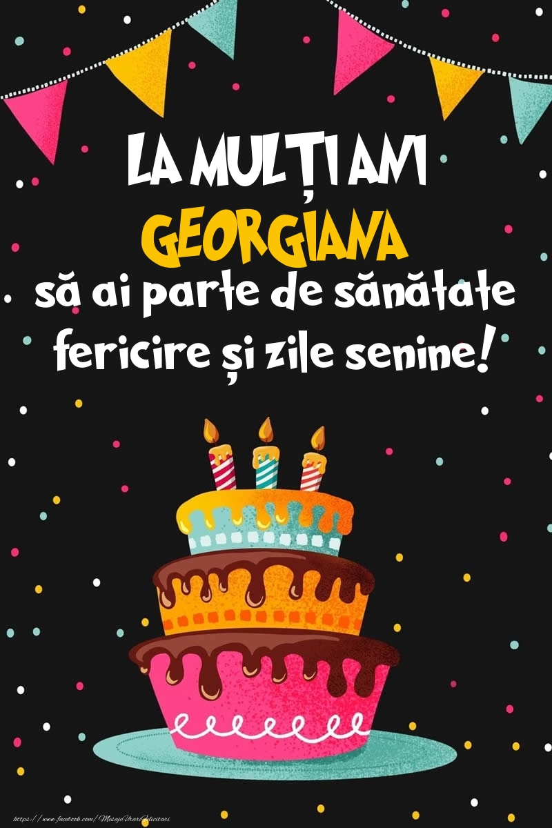 Felicitari de zi de nastere - Imagine cu tort si confeti: LA MULȚI ANI Georgiana!