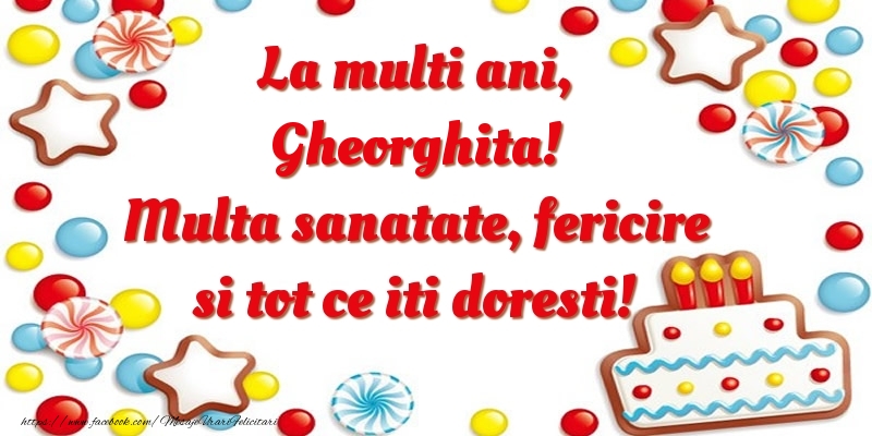 Felicitari de zi de nastere - ⭐⭐⭐ Baloane & Steluțe & Tort | La multi ani, Gheorghita! Multa sanatate, fericire si tot ce iti doresti!