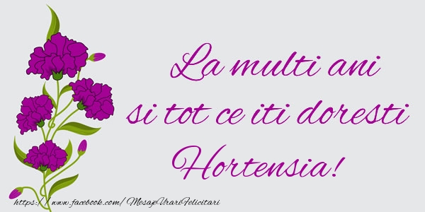 Felicitari de zi de nastere - Flori | La multi ani si tot ce iti doresti Hortensia!