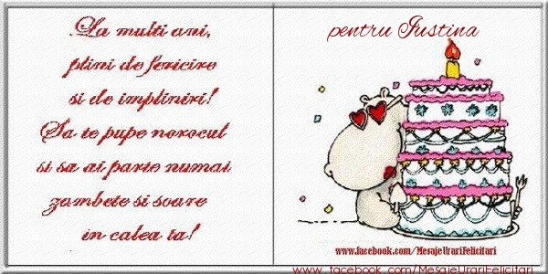 Felicitari de zi de nastere - Tort | La multi ani plini de fericire si de impliniri! pentru Iustina