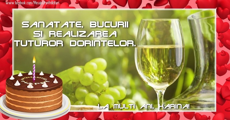 Felicitari de zi de nastere - Tort & 1 Poza & Ramă Foto | La multi ani, Karina!