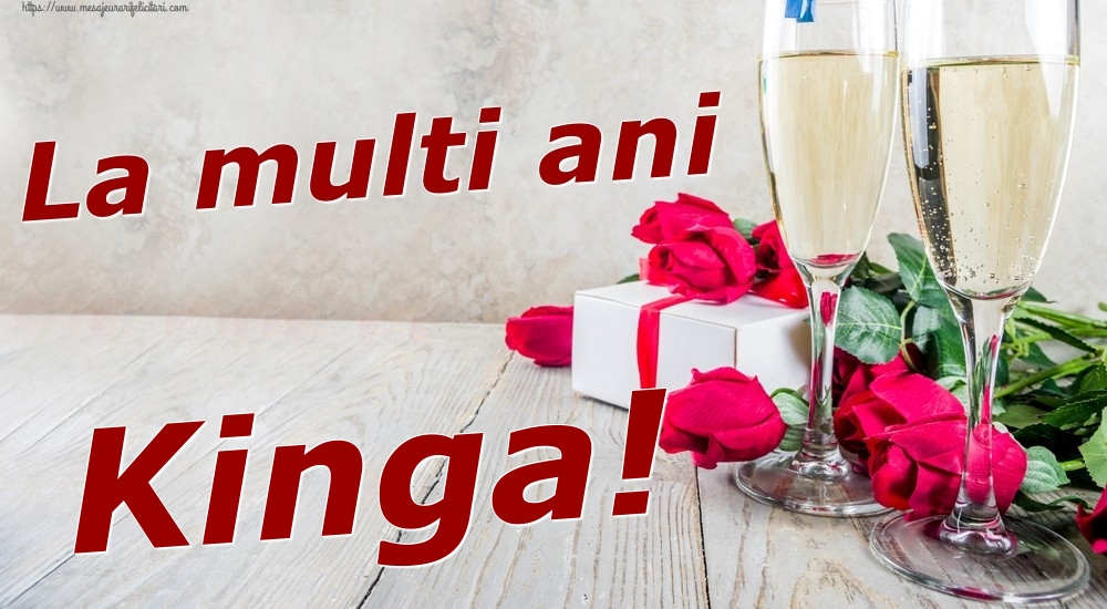 Felicitari de zi de nastere - Sampanie & Trandafiri | La multi ani Kinga!