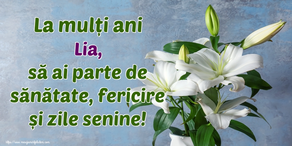 Felicitari de zi de nastere - Flori | La mulți ani Lia, să ai parte de sănătate, fericire și zile senine!