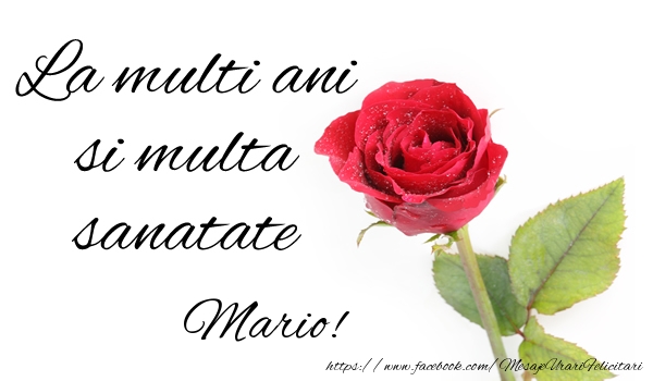 Felicitari de zi de nastere - Trandafiri | La multi ani si multa sanatate Mario!