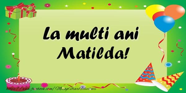 Felicitari de zi de nastere - Baloane & Confetti | La multi ani Matilda!