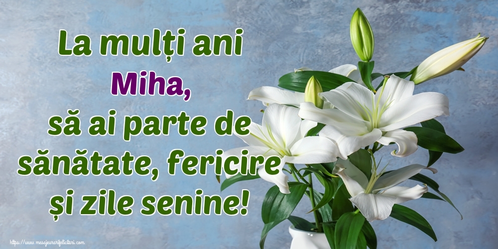 Felicitari de zi de nastere - Flori | La mulți ani Miha, să ai parte de sănătate, fericire și zile senine!