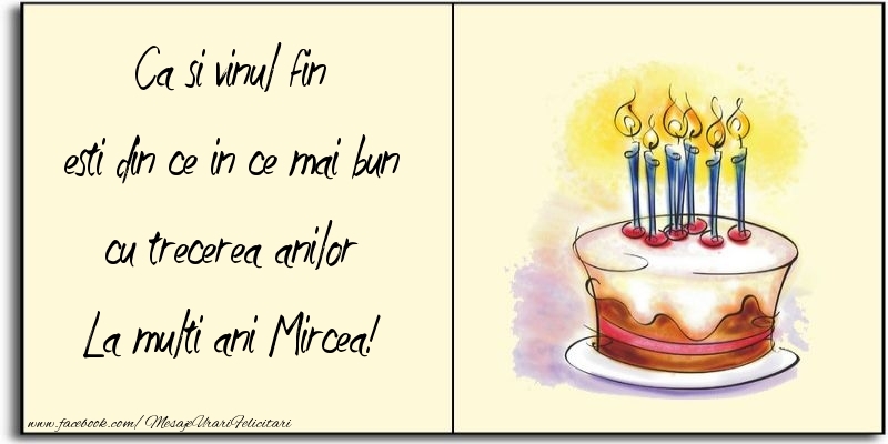 Felicitari de zi de nastere - Tort | Ca si vinul fin esti din ce in ce mai bun cu trecerea anilor Mircea