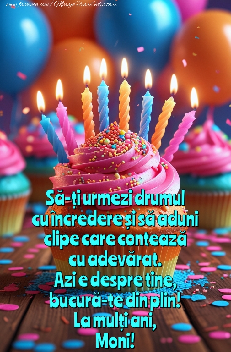 la multi ani moni Felicitare cupcake cu lumanari