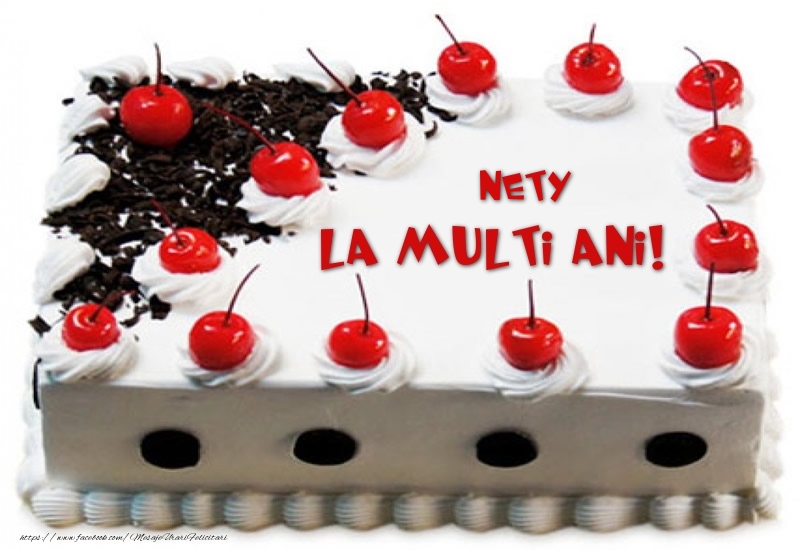Felicitari de zi de nastere -  Nety La multi ani! - Tort cu capsuni