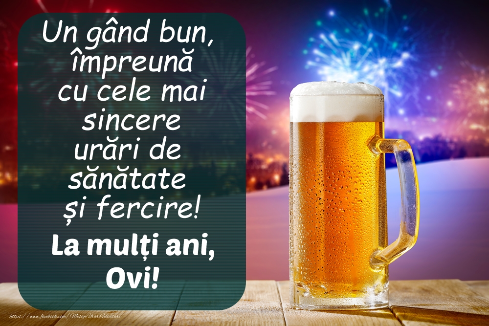 Felicitari de zi de nastere -  Imagine cu halbă de bere și artificii