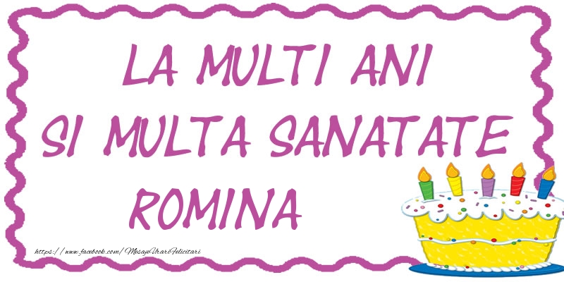 Felicitari de zi de nastere - La multi ani si multa sanatate Romina