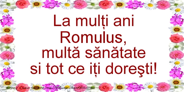 Felicitari de zi de nastere - La multi ani Romulus, multa sanatate si tot ce iti doresti!