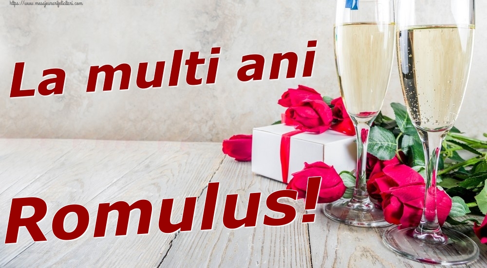 Felicitari de zi de nastere - Sampanie & Trandafiri | La multi ani Romulus!