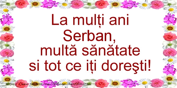 Felicitari de zi de nastere - La multi ani Serban, multa sanatate si tot ce iti doresti!