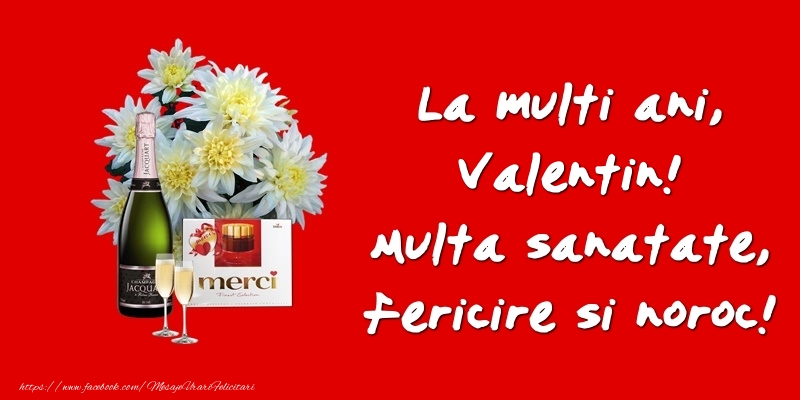 Felicitari de zi de nastere - Flori & Sampanie | La multi ani, Valentin! Multa sanatate, fericire si noroc!
