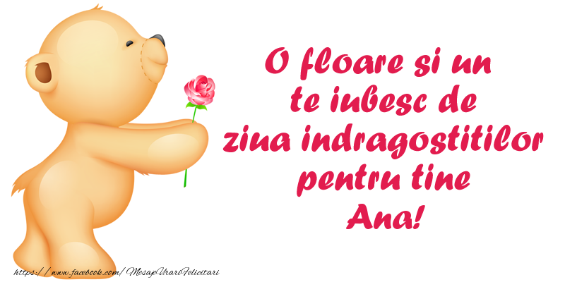 Felicitari Ziua indragostitilor - O floare si un te iubesc de ziua indragostitilor pentru tine Ana!