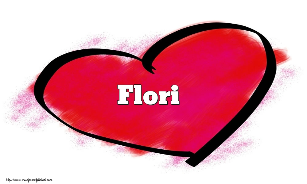 Felicitari Ziua indragostitilor - Inima cu numele Flori