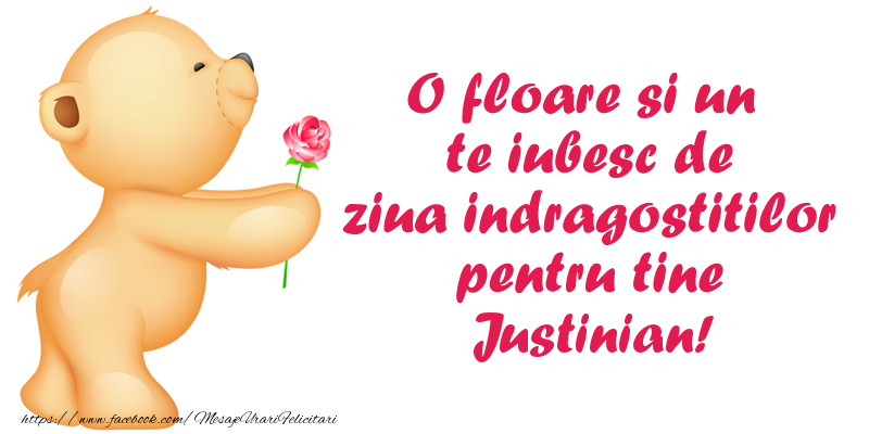Felicitari Ziua indragostitilor - Ursuleti | O floare si un te iubesc de ziua indragostitilor pentru tine Justinian!