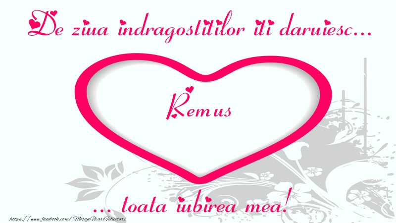 Felicitari Ziua indragostitilor - Pentru Remus: De ziua indragostitilor iti daruiesc toata iubirea mea!