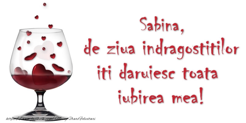 Felicitari Ziua indragostitilor - Sabina de ziua indragostitilor iti daruiesc toata iubirea mea!