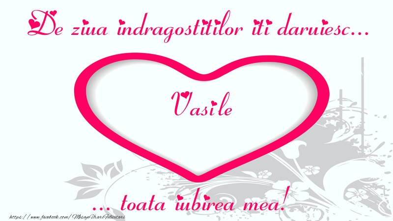 Felicitari Ziua indragostitilor - Pentru Vasile: De ziua indragostitilor iti daruiesc toata iubirea mea!