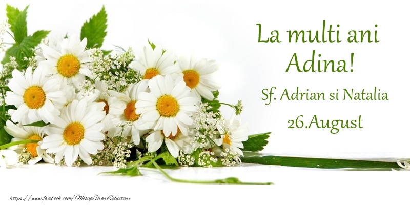  Felicitari de Ziua Numelui - Flori | La multi ani, Adina! 26.August - Sf. Adrian si Natalia