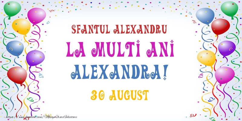 Felicitari de Ziua Numelui - Baloane | La multi ani Alexandra! 30 August