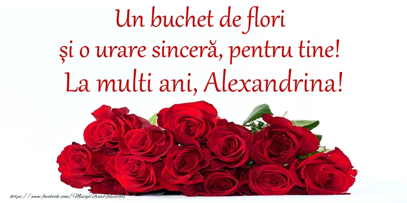 Felicitari de Ziua Numelui -  Un buchet de flori si o urare sincera, pentru tine! La multi ani, Alexandrina!