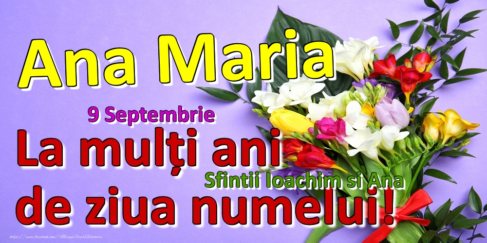 Felicitari de Ziua Numelui - 9 Septembrie - Sfintii Ioachim si Ana -  La mulți ani de ziua numelui Ana Maria!