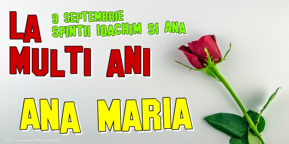 Felicitari de Ziua Numelui - Trandafiri | 9 Septembrie - Sfintii Ioachim si Ana -  La mulți ani Ana Maria!