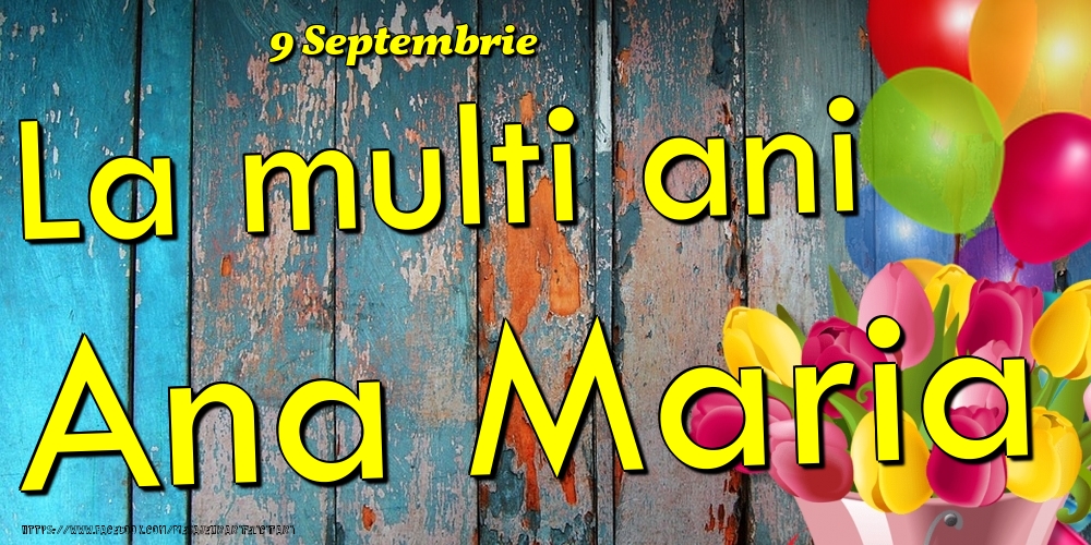 Felicitari de Ziua Numelui - Baloane & Lalele | 9 Septembrie - La multi ani Ana Maria!