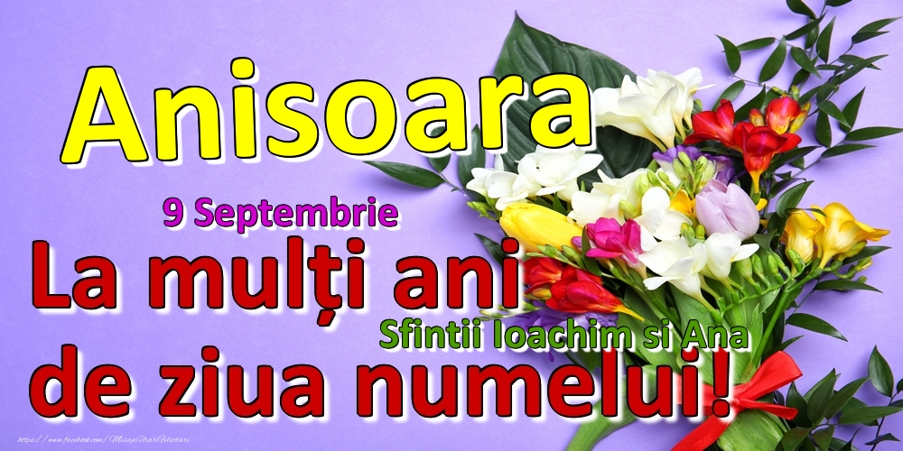 Felicitari de Ziua Numelui - 9 Septembrie - Sfintii Ioachim si Ana -  La mulți ani de ziua numelui Anisoara!