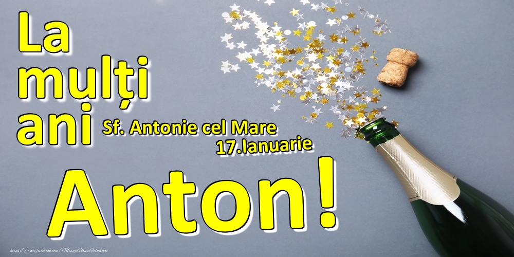  Felicitari de Ziua Numelui - Sampanie | 17.Ianuarie - La mulți ani Anton!  - Sf. Antonie cel Mare