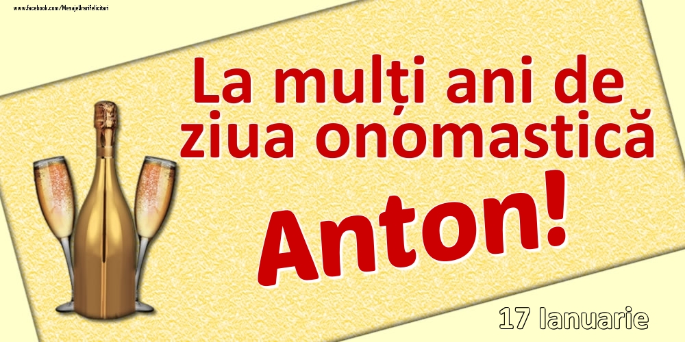 Felicitari de Ziua Numelui - Sampanie | La mulți ani de ziua onomastică Anton! - 17 Ianuarie