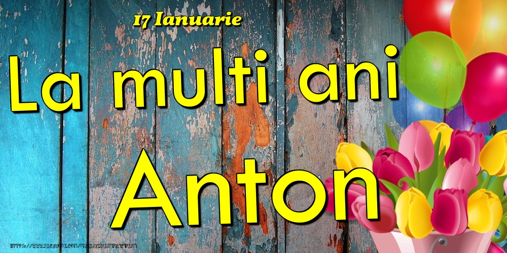 Felicitari de Ziua Numelui - Baloane & Lalele | 17 Ianuarie - La multi ani Anton!
