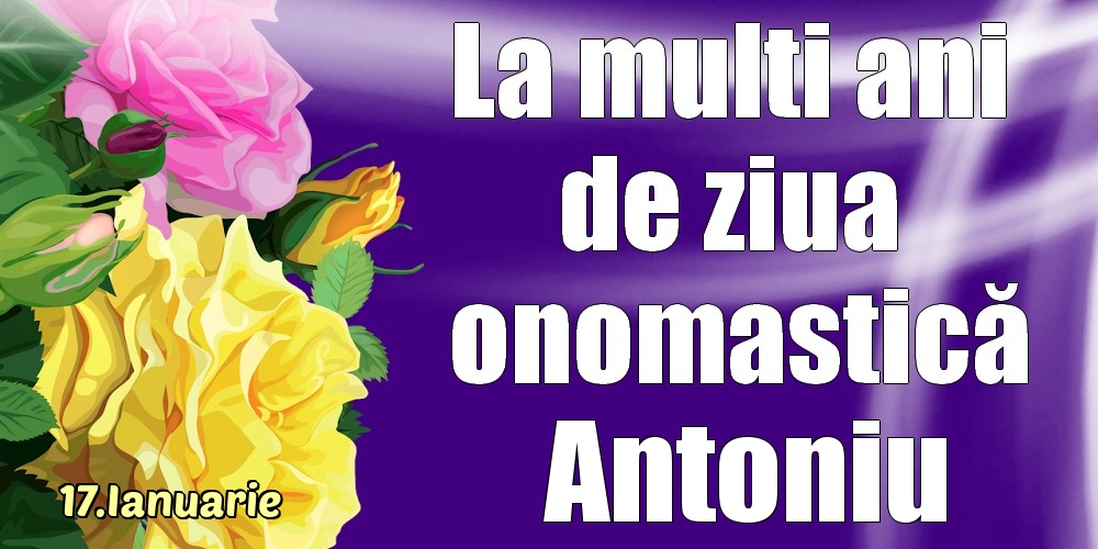Felicitari de Ziua Numelui - Trandafiri | 17.Ianuarie - La mulți ani de ziua onomastică Antoniu!