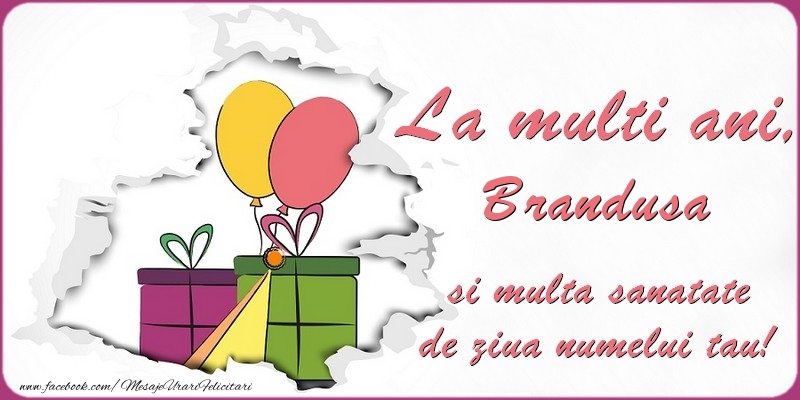 Felicitari de Ziua Numelui - Baloane & Cadou | La multi ani, Brandusa si multa sanatate de ziua numelui tau!
