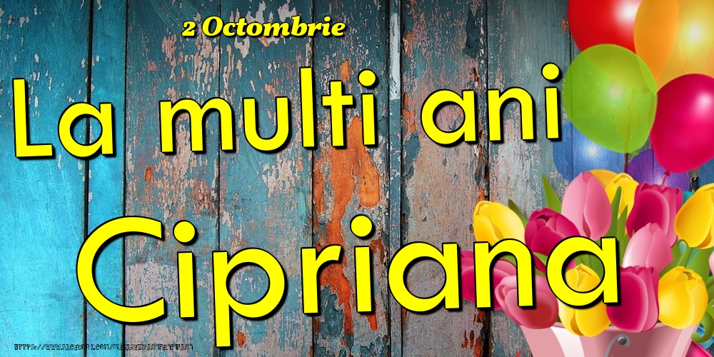 Felicitari de Ziua Numelui - Baloane & Lalele | 2 Octombrie - La multi ani Cipriana!