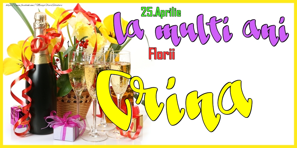 Felicitari de Ziua Numelui -  25.Aprilie - La mulți ani Crina! - Florii